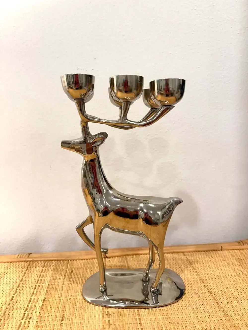 Pottery Barn Chrome Reindeer Six Point Tea Light Christmas Candleholder